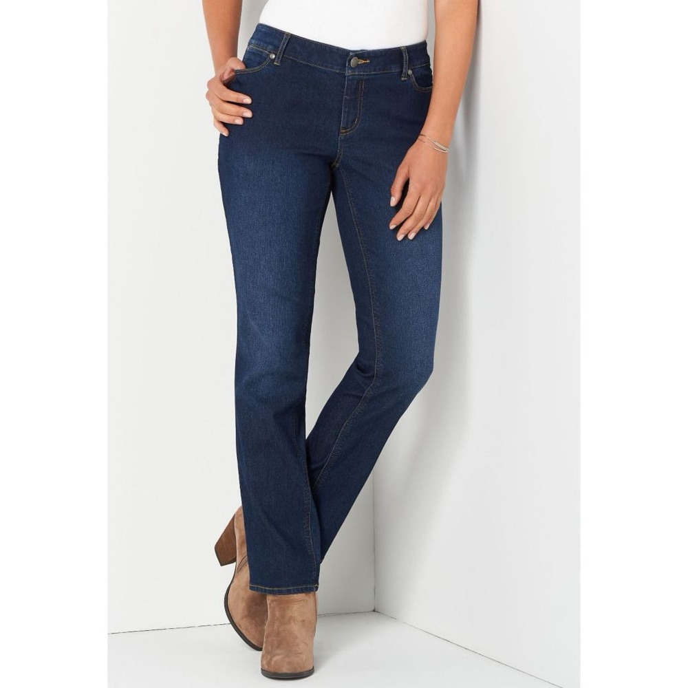 NEW Christopher & Banks Straight Leg Modern Fit Jeans, Med Stonewash, Size 10